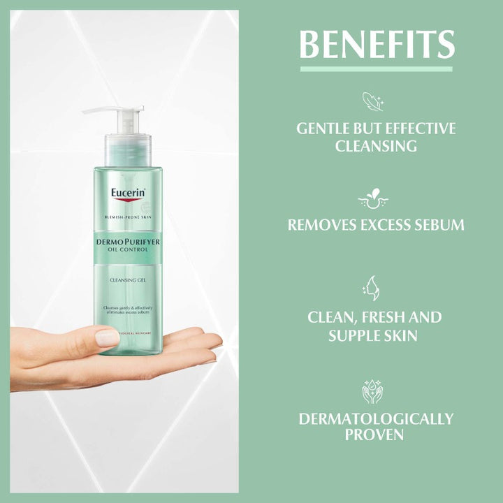 Eucerin Dermopurifyer Cleansing Gel, Acne-Prone Skin, Fragrance-Free, Soap-Free
