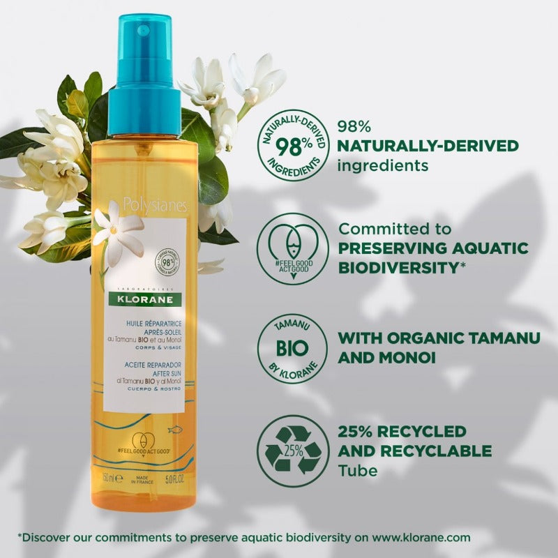 Klorane After Sun Repair Oil With Organic Tamanu & Monoi Body