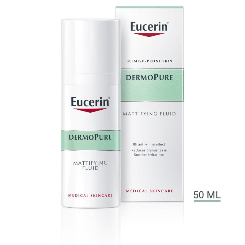 Eucerin Dermopurifyer Mattifying Fluid, 8-Hour Anti-Shine Effect, Acne-Prone Skin
